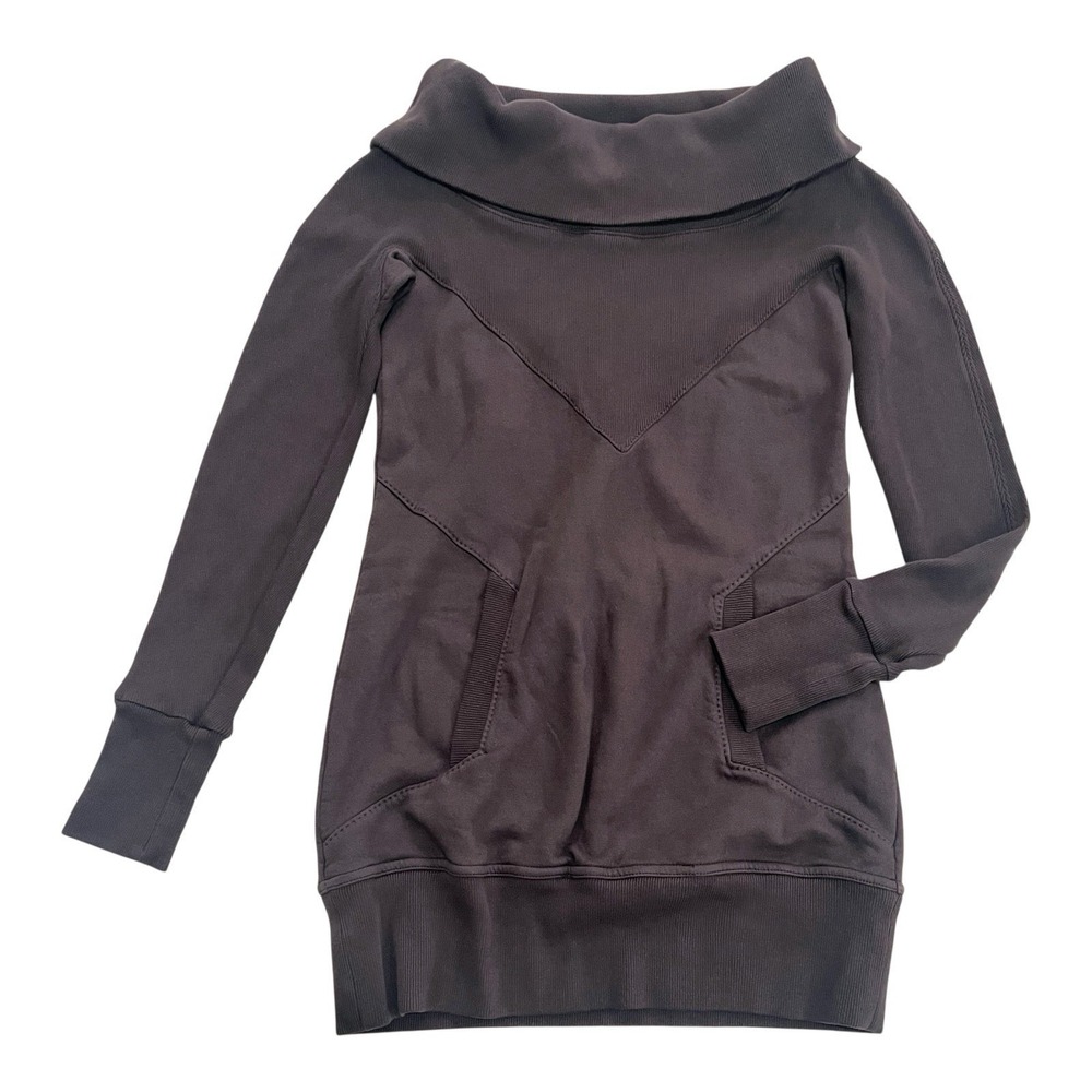 CITIZENS OF HUMANITY Cowl Neck Sweatshirt Mini Dress Espresso Medium - Picture 1 of 3